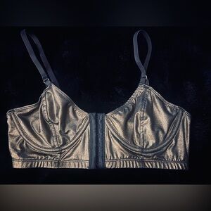 Edgy Dark Gold and Black Balconette Underwire Bra Honeydew Large